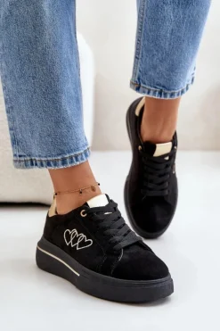 Boto Buty Sportowe Na Platformie|Sneakersy Damskie*Damskie Sneakersy Na Platformie Z Sercami Czarne Avirorae