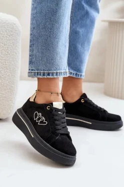 Boto Buty Sportowe Na Platformie|Sneakersy Damskie*Damskie Sneakersy Na Platformie Z Sercami Czarne Avirorae