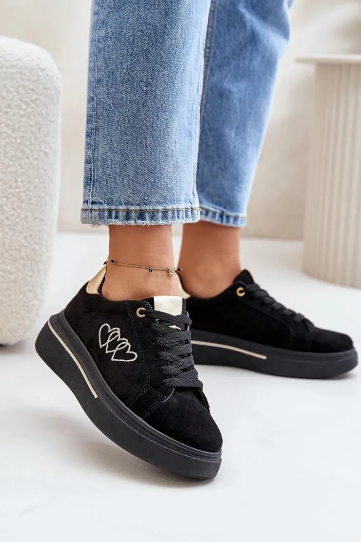 Boto Buty Sportowe Na Platformie|Sneakersy Damskie*Damskie Sneakersy Na Platformie Z Sercami Czarne Avirorae