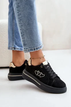 Boto Buty Sportowe Na Platformie|Sneakersy Damskie*Damskie Sneakersy Na Platformie Z Sercami Czarne Avirorae