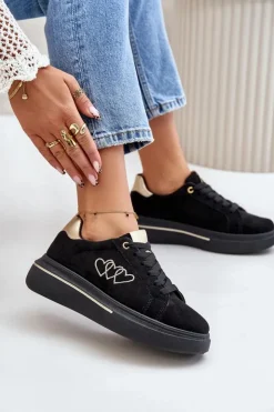 Boto Buty Sportowe Na Platformie|Sneakersy Damskie*Damskie Sneakersy Na Platformie Z Sercami Czarne Avirorae