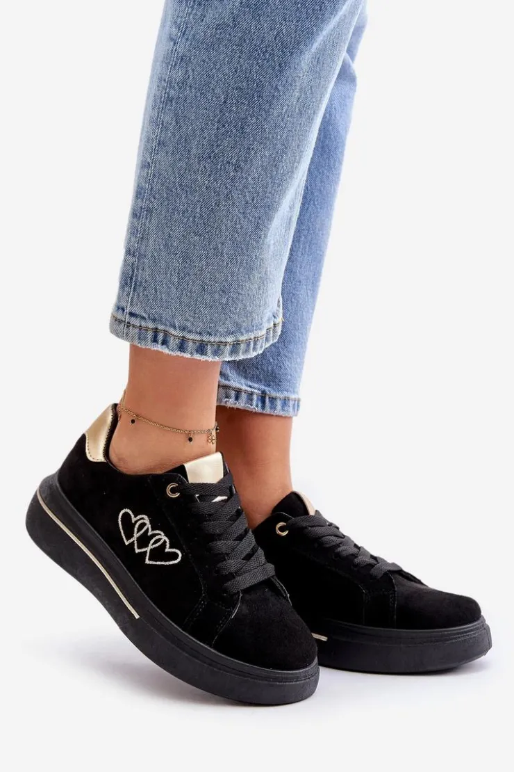 Boto Buty Sportowe Na Platformie|Sneakersy Damskie*Damskie Sneakersy Na Platformie Z Sercami Czarne Avirorae