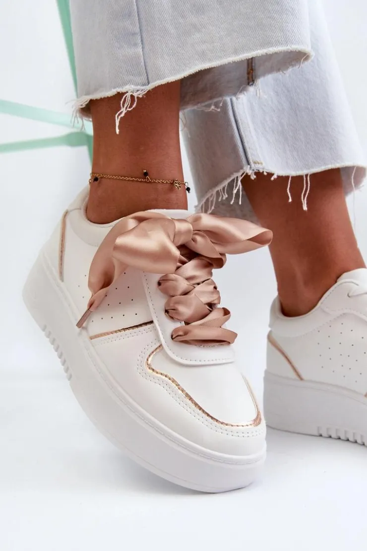 New Boto Damskie Sneakersy Na Platformie Białe Tessama