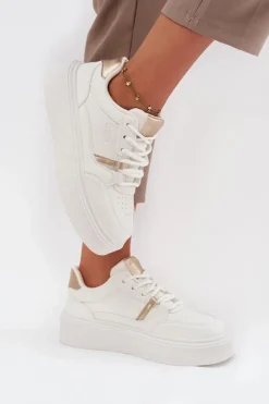 Big Star Shoes Buty Sportowe Big Star|Sneakersy Damskie*Damskie Sneakersy Na Platformie Big Star SS274359 Białe Biały