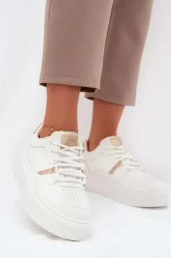 Big Star Shoes Buty Sportowe Big Star|Sneakersy Damskie*Damskie Sneakersy Na Platformie Big Star SS274359 Białe Biały