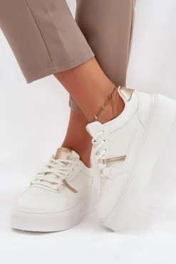 Big Star Shoes Buty Sportowe Big Star|Sneakersy Damskie*Damskie Sneakersy Na Platformie Big Star SS274359 Białe Biały