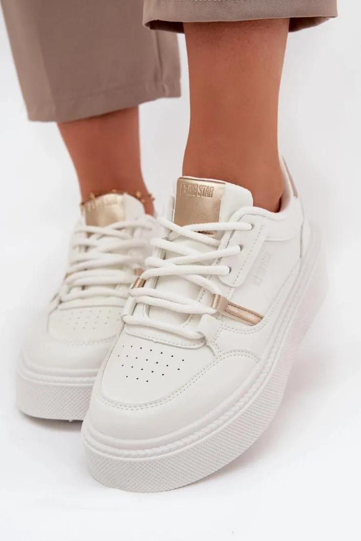 Big Star Shoes Buty Sportowe Big Star|Sneakersy Damskie*Damskie Sneakersy Na Platformie Big Star SS274359 Białe Biały