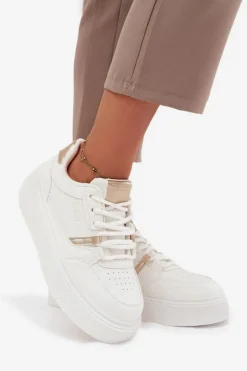 Big Star Shoes Buty Sportowe Big Star|Sneakersy Damskie*Damskie Sneakersy Na Platformie Big Star SS274359 Białe Biały