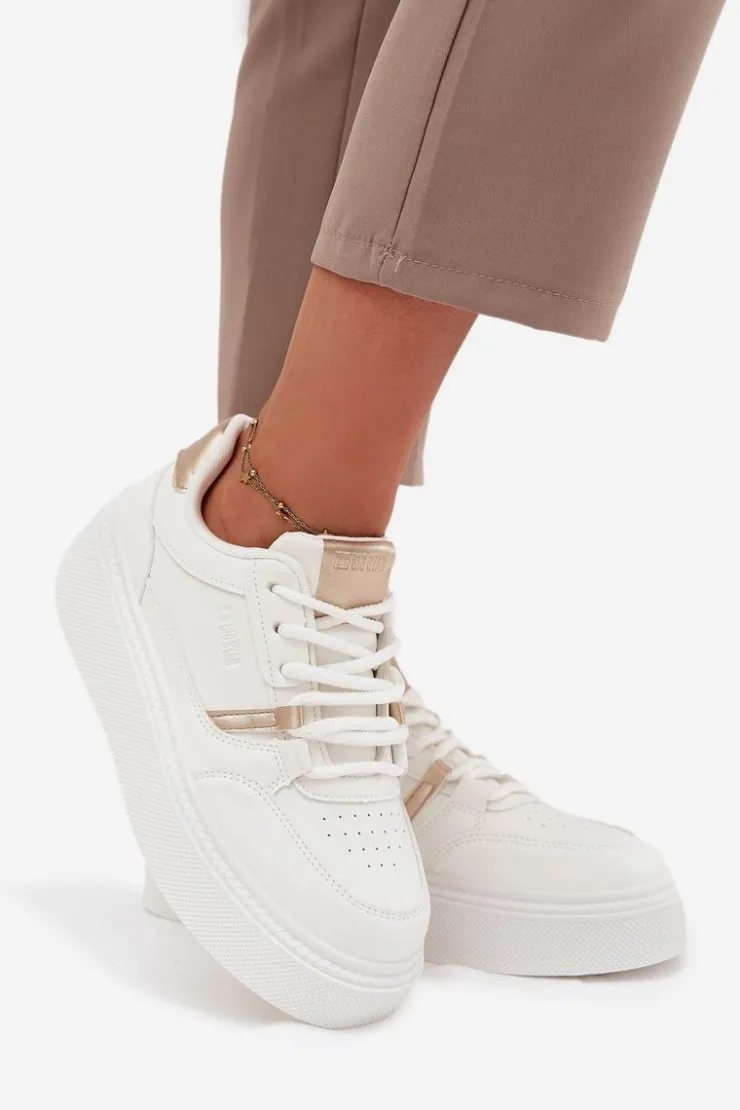 Big Star Shoes Buty Sportowe Big Star|Sneakersy Damskie*Damskie Sneakersy Na Platformie Big Star SS274359 Białe Biały