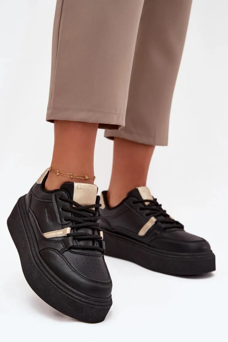 Damskie Big Star Shoes Damskie Sneakersy Na Platformie Big Star SS274360 Czarne