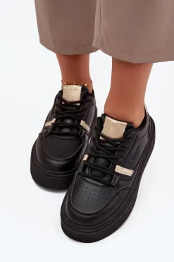 Damskie Big Star Shoes Damskie Sneakersy Na Platformie Big Star SS274360 Czarne