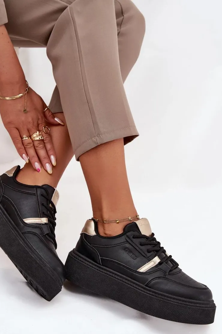 Damskie Big Star Shoes Damskie Sneakersy Na Platformie Big Star SS274360 Czarne