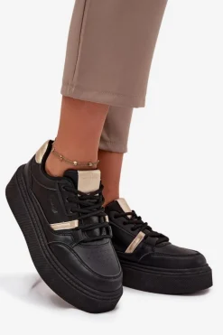 Damskie Big Star Shoes Damskie Sneakersy Na Platformie Big Star SS274360 Czarne