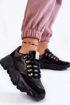 Damskie Cross Jeans Damskie Sneakersy Na Platformie KK2R4073C Czarne