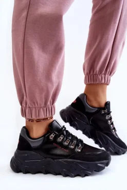 Damskie Cross Jeans Damskie Sneakersy Na Platformie KK2R4073C Czarne