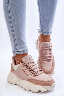 Damskie Cross Jeans Damskie Sneakersy Na Platformie KK2R4072C Nude