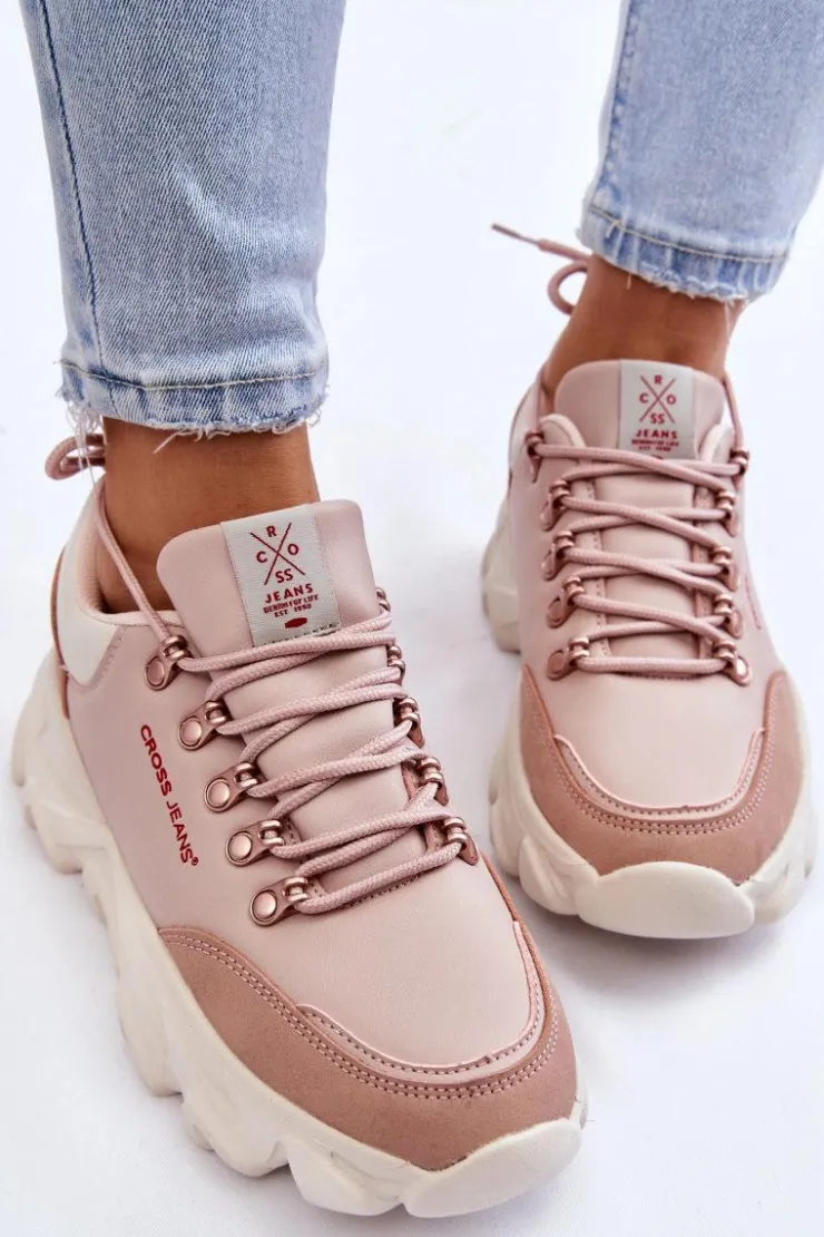 Damskie Cross Jeans Damskie Sneakersy Na Platformie KK2R4072C Nude