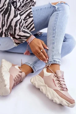 Damskie Cross Jeans Damskie Sneakersy Na Platformie KK2R4072C Nude