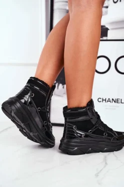 Online Boto Damskie Sneakersy Śniegowce Czarne Missy