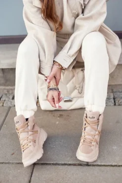 Damskie Boto Damskie Sneakersy Śniegowce Beżowe Missy
