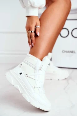 Boto Śniegowce Damskie|Sneakersy Damskie*Damskie Sneakersy Śniegowce Białe Missy