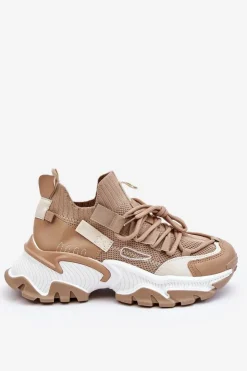 Damskie Boto Damskie Sneakersy Skarpetkowe Wsuwane Ciemnobeżowe Keaton