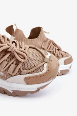 Damskie Boto Damskie Sneakersy Skarpetkowe Wsuwane Ciemnobeżowe Keaton