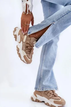 Damskie Boto Damskie Sneakersy Skarpetkowe Wsuwane Ciemnobeżowe Keaton