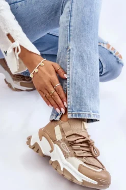 Damskie Boto Damskie Sneakersy Skarpetkowe Wsuwane Ciemnobeżowe Keaton