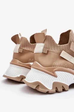 Damskie Boto Damskie Sneakersy Skarpetkowe Wsuwane Ciemnobeżowe Keaton