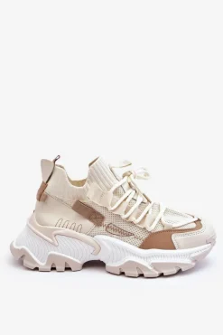 Damskie Boto Damskie Sneakersy Skarpetkowe Wsuwane Beżowe Keaton