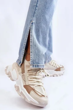 Damskie Boto Damskie Sneakersy Skarpetkowe Wsuwane Beżowe Keaton