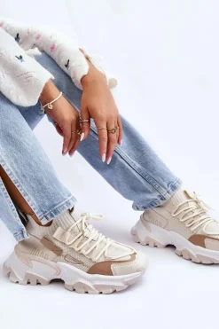 Damskie Boto Damskie Sneakersy Skarpetkowe Wsuwane Beżowe Keaton