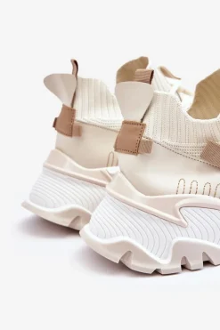 Damskie Boto Damskie Sneakersy Skarpetkowe Wsuwane Beżowe Keaton