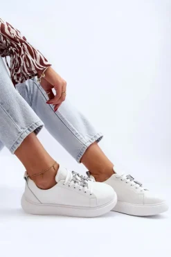 Damskie Buty damskie Vinceza Damskie Sneakersy Skórzane Z Ozdobami Białe Dysuria