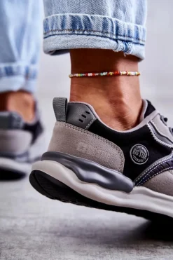 Damskie Big Star Shoes Damskie Sneakersy Sportowe Big Star KK274100 Czarno-Szare