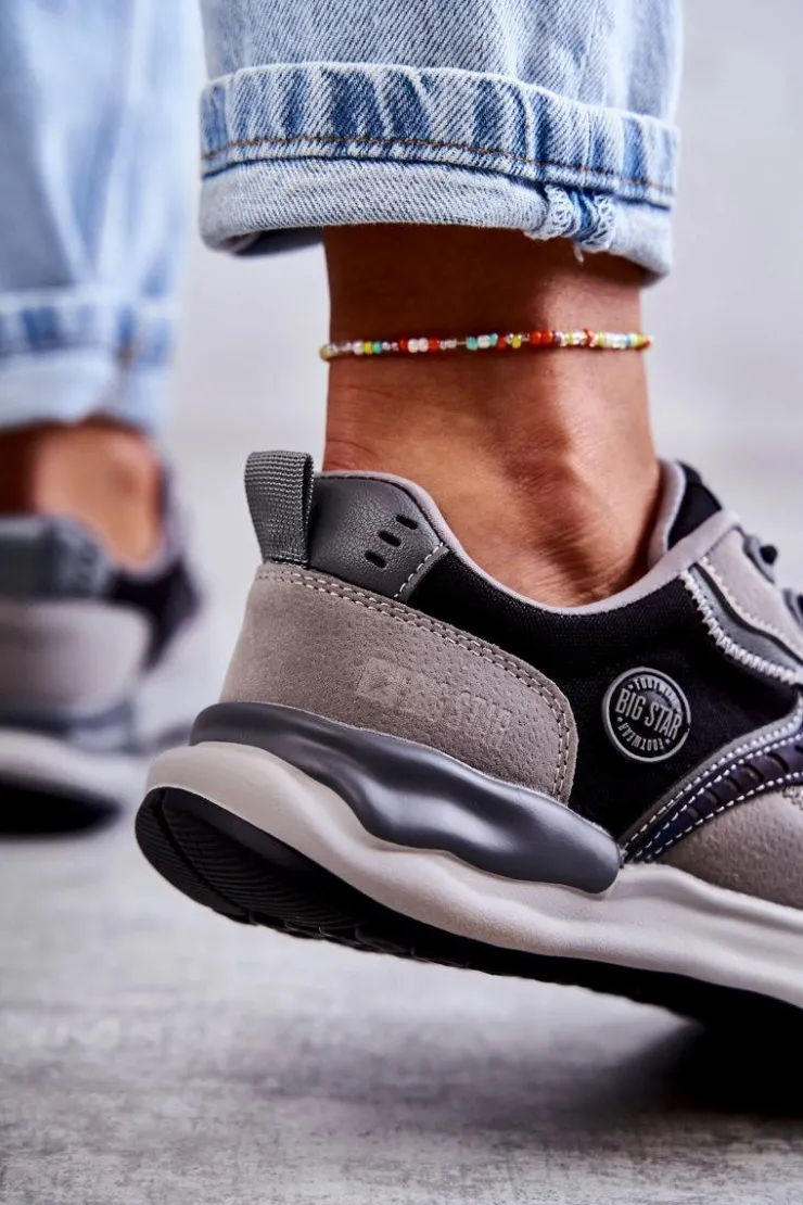 Damskie Big Star Shoes Damskie Sneakersy Sportowe Big Star KK274100 Czarno-Szare