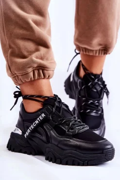 Damskie Boto Damskie Sneakersy Sportowe Buty Czarne Sheron