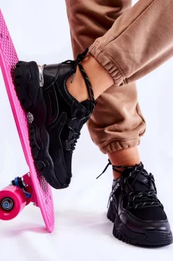 Damskie Boto Damskie Sneakersy Sportowe Buty Czarne Sheron