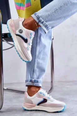 Damskie Big Star Shoes Damskie Sneakersy Sportowe Big Star KK274097 Biało-Różowe