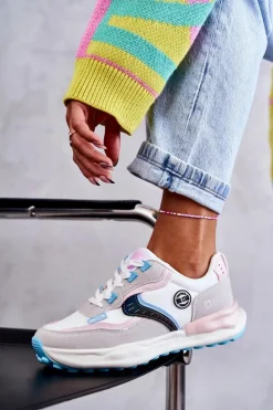 Damskie Big Star Shoes Damskie Sneakersy Sportowe Big Star KK274097 Biało-Różowe