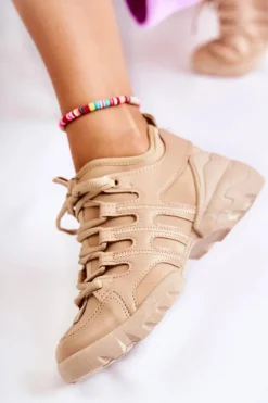 Boto Damskie Sneakersy Sportowe Buty Beżowe Azella