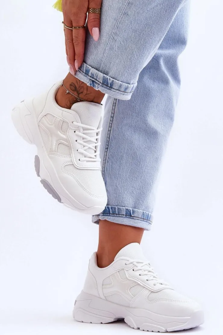 Boto Sneakersy Damskie*Damskie Sneakersy Sznurowane Białe Cortes