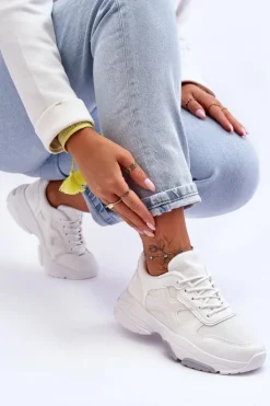 Boto Sneakersy Damskie*Damskie Sneakersy Sznurowane Białe Cortes