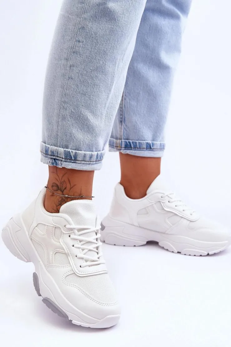 Boto Sneakersy Damskie*Damskie Sneakersy Sznurowane Białe Cortes