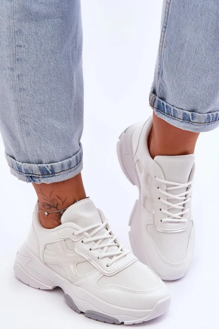 Boto Sneakersy Damskie*Damskie Sneakersy Sznurowane Białe Cortes