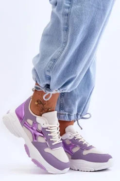 Damskie Boto Damskie Sneakersy Sznurowane Fioletowe Cortes