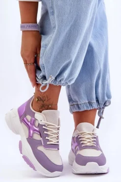 Damskie Boto Damskie Sneakersy Sznurowane Fioletowe Cortes