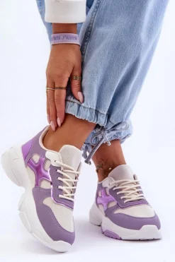 Damskie Boto Damskie Sneakersy Sznurowane Fioletowe Cortes