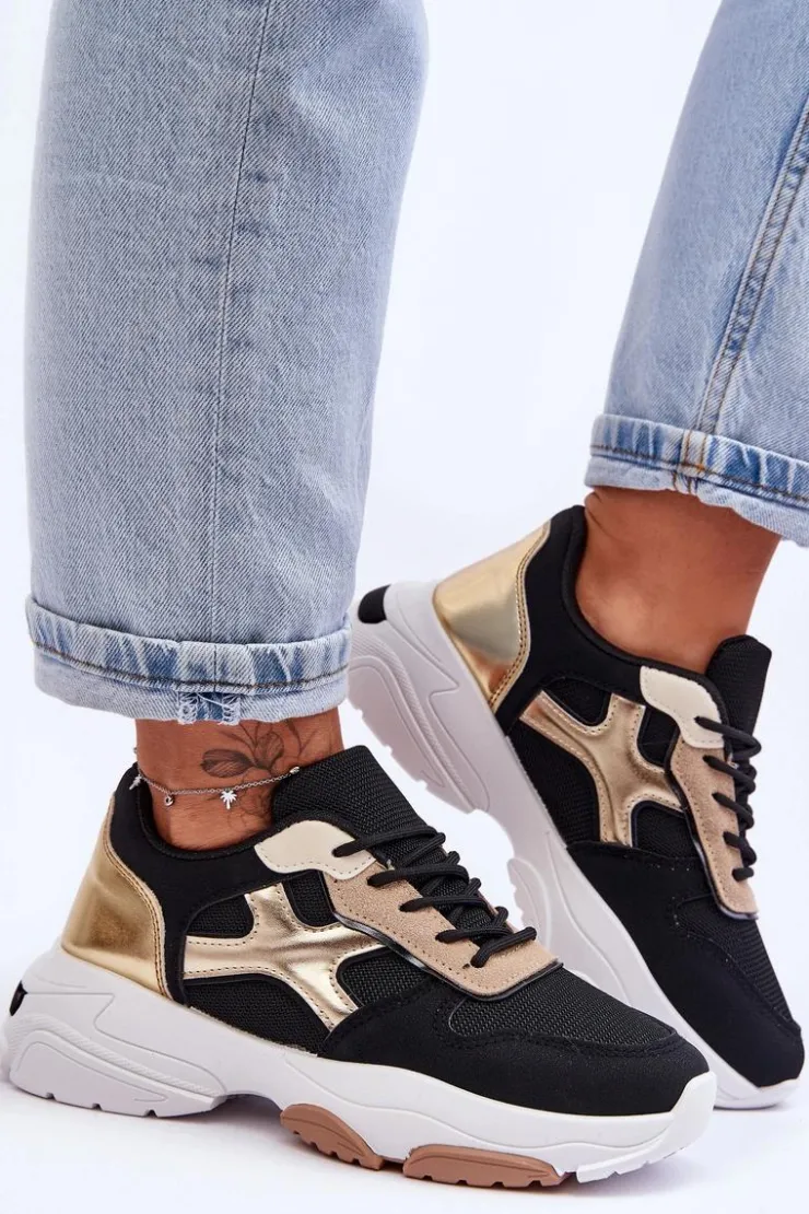 Damskie Boto Damskie Sneakersy Sznurowane Czarne Cortes